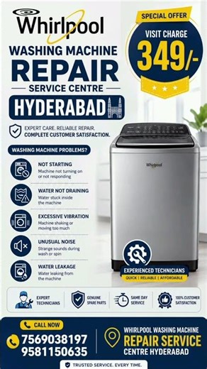 Whirlpool Washing Machine Repair Hyderabad | Fast Service #whirlpool #washingmachinerepair #repair