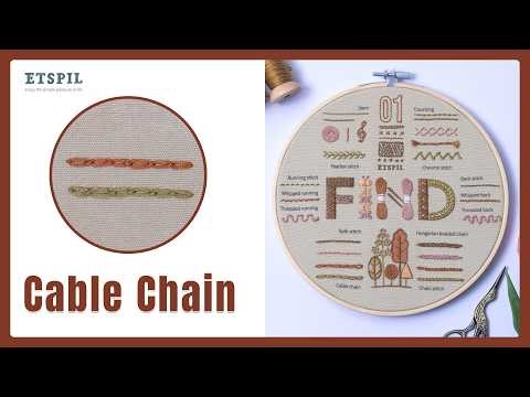 Cable Chain Stitch 🔗 | Embroidery Basics | Step-by-Step for Newbies | ETSPIL E2891