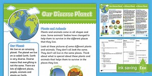 KS1 Our Diverse Planet Reading Comprehension Activity