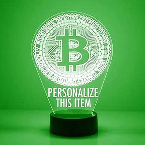 Custom Bitcoin LED Sign Night Light Lamp with Remote, Light Up Display with Personalized Name or Image, Customized, Made in The USA, Clear Acrylic Home Decor Design with 16 Colors, 4 Modes