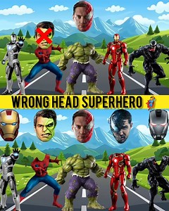 189K views · 2.3K reactions | Wrong Head Top Superheroes | Wrong head Superman,Ironman,Venom #Superhero #wrong #wronghead #matching | Wrong Head Puzzles | Facebook
