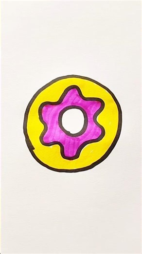 Donut Drawing for Beginners 🍩 | Easy Step-by-Step Tutorial #Shorts#art #colors #viral