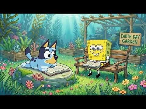 Bluey Cozy Reading Garden 🌸 Calm Lofi Beats for Study Focus 📝 Earth Day Classroom Spring
