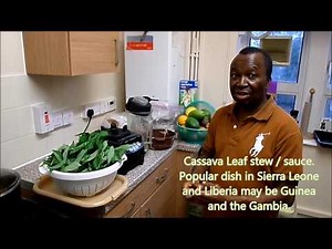 Preparing cassave leaves for cooking; fresh and tasty just like home...