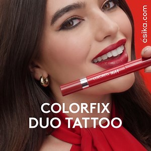 ¿Un labial de larga duración que hidrata tus labios? En ésika lo tenemos y se llama COLORFIX Duo Tattoo. Comprueba sus 36H de full color con labios 100% hidratados ❤️💋 y compártelo para que todas lo sepan 📢. #APruebaDeTodo #Maquillaje #LabialSatinado #LargaDuración #Labiales #Labial #Lipstick | ésika