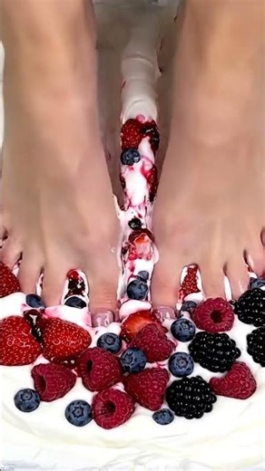 Feet vs Whipped Cream & Berries #asmr #relax #foot