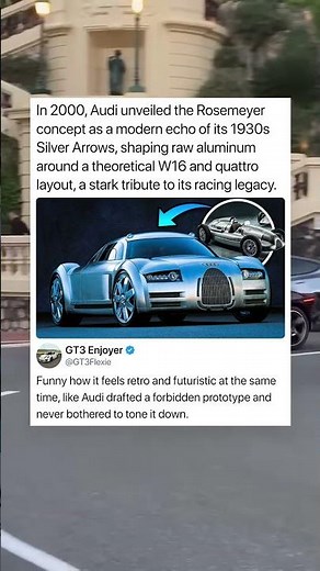 In 2000, Audi unveiled the Rosemeyer concept as a modern echo of its 1930s Silver Arrows