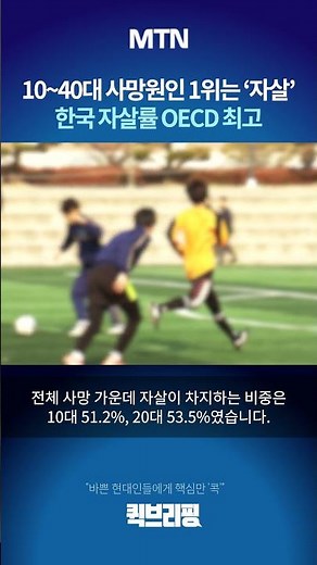 [Quick Briefing] Suicide Is the Leading Cause of Death for People in Their 10s to 40s... South Ko...