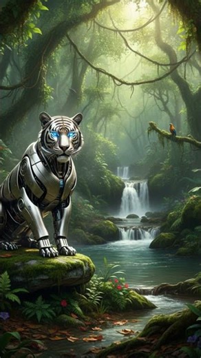 🐅⚡ Tiger Transforms into a Robot in the Jungle! Epic Mech Morph 🤖🌴 #Shorts