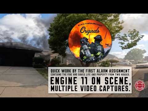 Quick Work By 1st Alarm Assignment • E11; Multiple video captures • Kimball Hill, Stockton, CA.