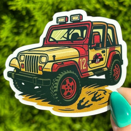 Jurassic Park Jeep Transparent Sticker- Nostalgia Decal Laptop Water Bottle Weatherproof Uv-proof Jurassic Park - Etsy