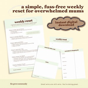 Weekly Reset Printable for Busy Mums | Sunday Reset Checklist, Meal Planner & Shopping List | Home Management PDF - Etsy Canada