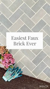 No stress distressed brick floors! 👇🏼 Apply a little paint magic with this super simple #stencil and sponge technique for #paintedfloors. Perfect for porches, patios and #cottagekitchen decor. Use this #stenciltechnique anywhere you want to create a soft and subtle texture. Save, share and find the detailed tutorial on our #howtostencil Blog 🙌🏼 | Royal Design Studio Stencils/Modello Designs