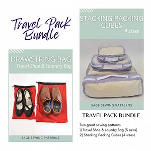 Travel Pack Sewing Pattern Bundle, Sewing Tutorial for Stacking Packing Cubes and Travel Shoe and Laundry Bags - Etsy