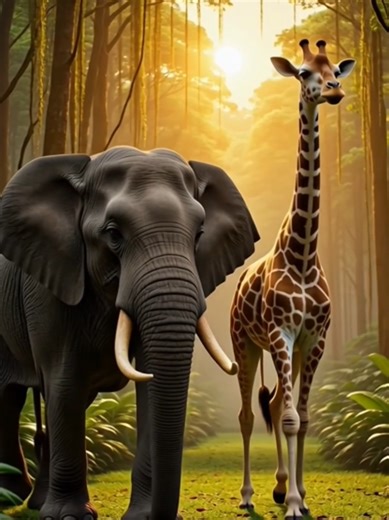 Elephant & Giraffe Fight | Elephant vs Giraffe 🐘🦒 | Inspirational Animal Story #viralstory In the middle of the forest there was a green and lush field. There lived a powerful elephant and a beautiful giraffe with a long neck. Both considered themselves the best. One day, the two came face to face at a water pond. The elephant proudly said, “I am the most powerful, no one can beat me.” The giraffe smiled and replied, “Strength is not everything, intelligence and height are also important.” The