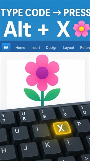 MS Office Shortcuts on Instagram: "Type This Secret Code in MS Word and See a Flower Bloom! 🌸 #MSWordMagic #MSWordTips #KeyboardShortcuts #WordTricks #HiddenFeatures #OfficeHacks #WordMagic #ProductivityTips #TechShorts #ShortcutHack #AmazingTrick 🌸 Yes, you can make a beautiful flower appear in MS Word just by typing a secret code and pressing Alt + X! This quick trick reveals a hidden Unicode feature that most users don’t even know exists. Perfect for students, teachers, or professionals who