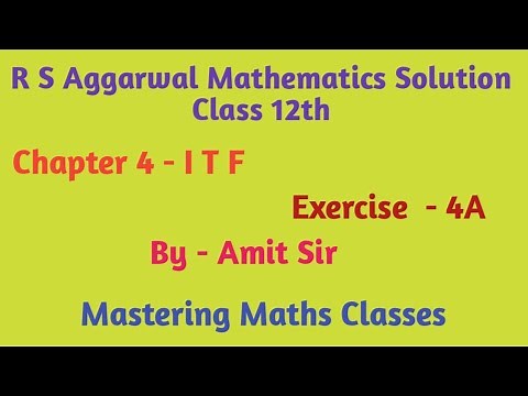 R S Aggarwal Solution Class 12th Maths / Inverse Trigonometric Function/ Ex - 4A