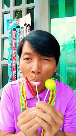 EATING FRUIT FLAVORS LOLLIPOPS CANDY AND EATING CHILLI 🌶 😋 FUNNY 😁