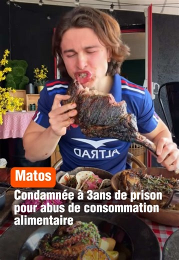 Un influenceur français aurait été condamné à 4 ans de prison pour abus de consommation alimentaire, avec 2 ans d’interdiction de manger en France #matos #condamné