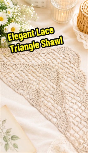 Lace Triangle Shawl Crochet Pattern – Delicate Picot Motifs