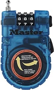Master Lock Cable Lock, Set Your Own Combination Retractable Bike Lock, 2 ft. Long, Assorted Colors, 4603D
