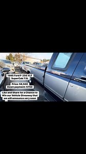 1995 Ford F-250 XLT SuperCab 7.5L Price: $6,500 Down payment: $750 Like and Share for a Chance to Win our Vehicle Giveaway that we will announce very soon 73k Miles 7.5-Liter Lima V8 Four-Speed Automatic Transmission Limited-Slip Rear Differential Medium Royal Blue & Light Opal Metallic Opal Gray Cloth Upholstery 16" Eight-Hole Alloy Wheels Air Conditioning Cruise Control Power Windows Cassette Stereo Dual Fuel Tanks Clean Carfax Report #cheapcars #cheapcars #cheap #cheapprice #usedcarsforsale |