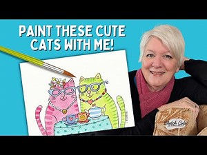 Watercolor & Line Tutorial-Cats Having Tea--or Cocktails!