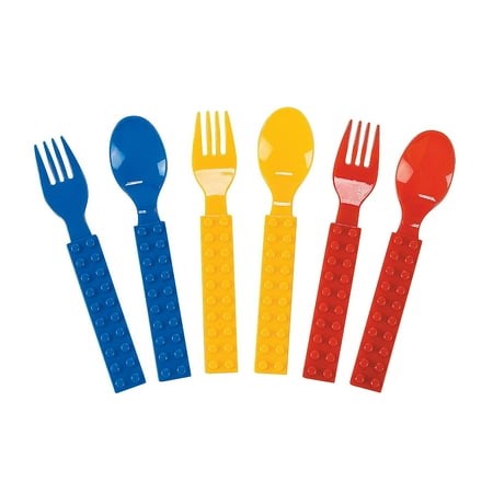 Brick Party Fork & Spoon Utensils Silverware Set - 16 pieces- Brick and Building Block Birthday Party Supplies - Walmart.ca