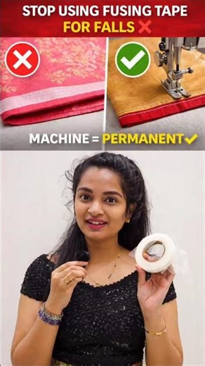 ❌️ Fusing Tape for falls ❌️ #sareefallstitching #sareefall #tailoringtips #tailoring #telugu