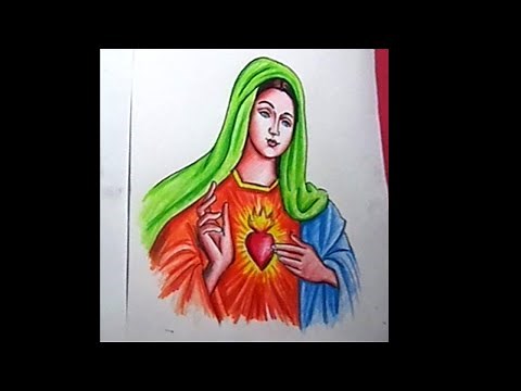 How to Draw Virgin Mary Drawing Step By step