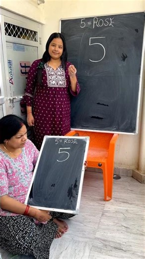 5 = Rose 🌹 drawing tutorial by mother and daughter step by step for beginners #shorts