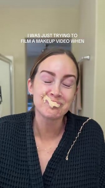 Make Up Tube Explodes Onto Woman's Face