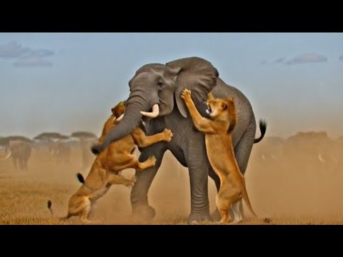 Epic Clash of Titans | Lion Takes Down Elephant