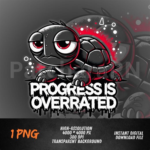 Funny Turtle T Shirt Progress is Overrated Sarcastic Graphic Tee - Etsy