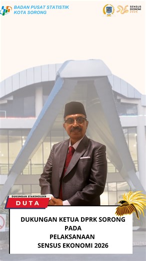 BPS Kota Sorong on Instagram: "Halo #SahabatData Lawobok, Ketua DPRK Sorong, Drs. Ec. John Lewerissa, menyatakan dukungan penuh terhadap pelaksanaan Sensus Ekonomi 2026 di Kota Sorong sebagai langkah strategis dalam menyediakan data ekonomi yang akurat, mutakhir, dan komprehensif. Pelaksanaan Sensus Ekonomi 2026 Tahap I akan berlangsung pada 1–30 Mei 2026 melalui metode CAWI (Computer Assisted Web Interviewing), yang memungkinkan pelaku usaha melakukan pengisian data secara mandiri melalui siste