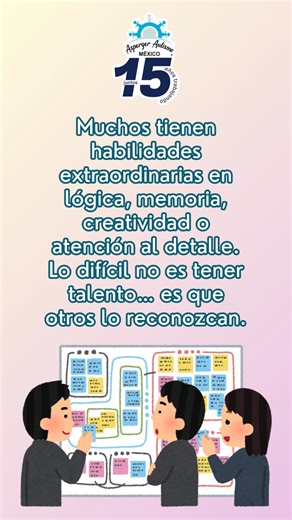 🧠 No todos los talentos se expresan igual. No todas las mentes piensan en voz alta. Las personas con Autismo Nivel 1 pueden tener una mirada única, una memoria brillante, una sensibilidad profunda, una lógica impecable. Pero muchas veces, sus talentos han sido invisibles. Porque no encajan en moldes. Porque no se les ha comprendido. Porque no se les ha dado la oportunidad. 💡 En Asperger Autismo México, acompañamos a quienes tienen mucho que aportar, pero aún no han sido vistos. 🎯 Donar es abr