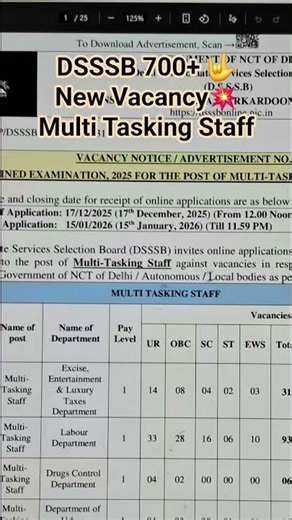 DSSSB में निकली नई Vacancy 2026 apply now💥🤟 DSSSB MTS vacancy 2026 #dsssb #dsssbvacancy