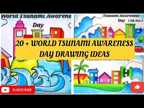 WORLD TSUNAMI AWARENESS DAY DRAWING/ TSUNAMI AWARENESS DAY POSTER/ NATURAL DISASTER TSUNAMI DRAWING
