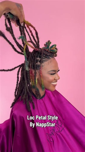 Beautiful Loc Petal Style by NappStar.😍 Book appointment at NappStar.com #fyp #locstyles #locjourney #locs #locnation
