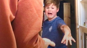 Hilarious moment Mom plays fiendish 'poop prank' on son