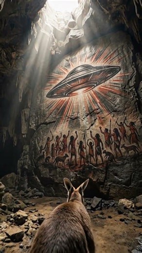 POV: Kangaroo discovers a massive cave painting of a UFO in the Outback #trending #viral #kangaroo