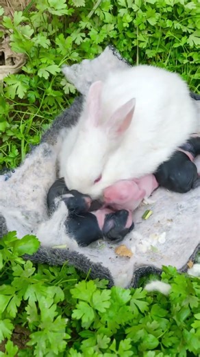 New born rabbits day 1 growth | bunny feeding their kids | cute baby bunnies | newly bunny babies