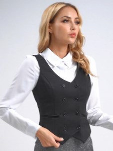 Watch Women Double Breasted Waistcoat Vest Button Down Dressy Vest on Amazon Live
