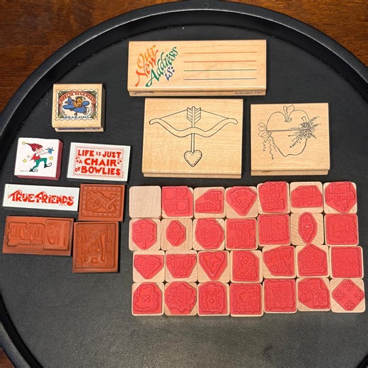 Vintage Wooden Rubber Stamp Collection – Folk Art Hearts, Craft & Scrapbooking Lot (40 ) - Etsy