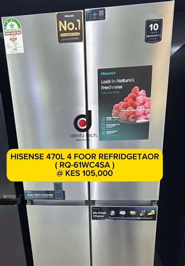 HISENSE 470L 4 FOOR REFRIDGETAOR ( RQ-61WC4SA ) in stock . Offer Price @ KES 105,000. Available at our Nairobi CBD Physical Stores Located at: 📞PLATINUM PLAZA ALONG TOM MBOYA STREET : 0757543543 📞RNG PLAZA ALONG RONALD NGALA STREET : 0711 290354 We offer Countrywide Deliveries✅ IG page : denfa_tech_electronics. www.tiktok.com/@denfa_tech_electronics #Fyp#Denfatechnologies#HisenseFrostFridges#hisense470l #FoodPreservation#FoodStorage#KitchenAppliances#upgrades#greatdeals#QualityProducts#Unbeata