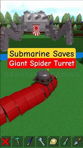 Roblox Build a Boat for Treasure Giant Spider Turret Mech saved by Submarine! #babft #roblox Worm!