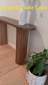 Fluted Solid Wood Console Table-55 Long Farmhouse Entryway Table with Rounded Corners, Morden Sofa Tables Behind Couch for Foyer, Entrance, Living Room, Hallway