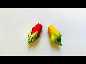 How to make a paper rose bud - Origami Rose - DIY paper rose