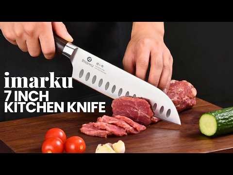 imarku Chef Knife 7 Inch Kitchen Knife Ultra Sharp Santoku Knife - High Carbon Japanese Chefs Knife