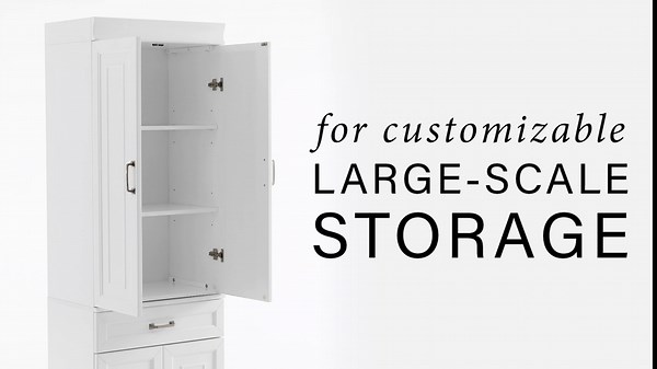 Crosley Furniture Stanton 2-Piece Storage Bookcase, Bookshelf Cabinet with Shelves, Kitchen and Living Room, White
